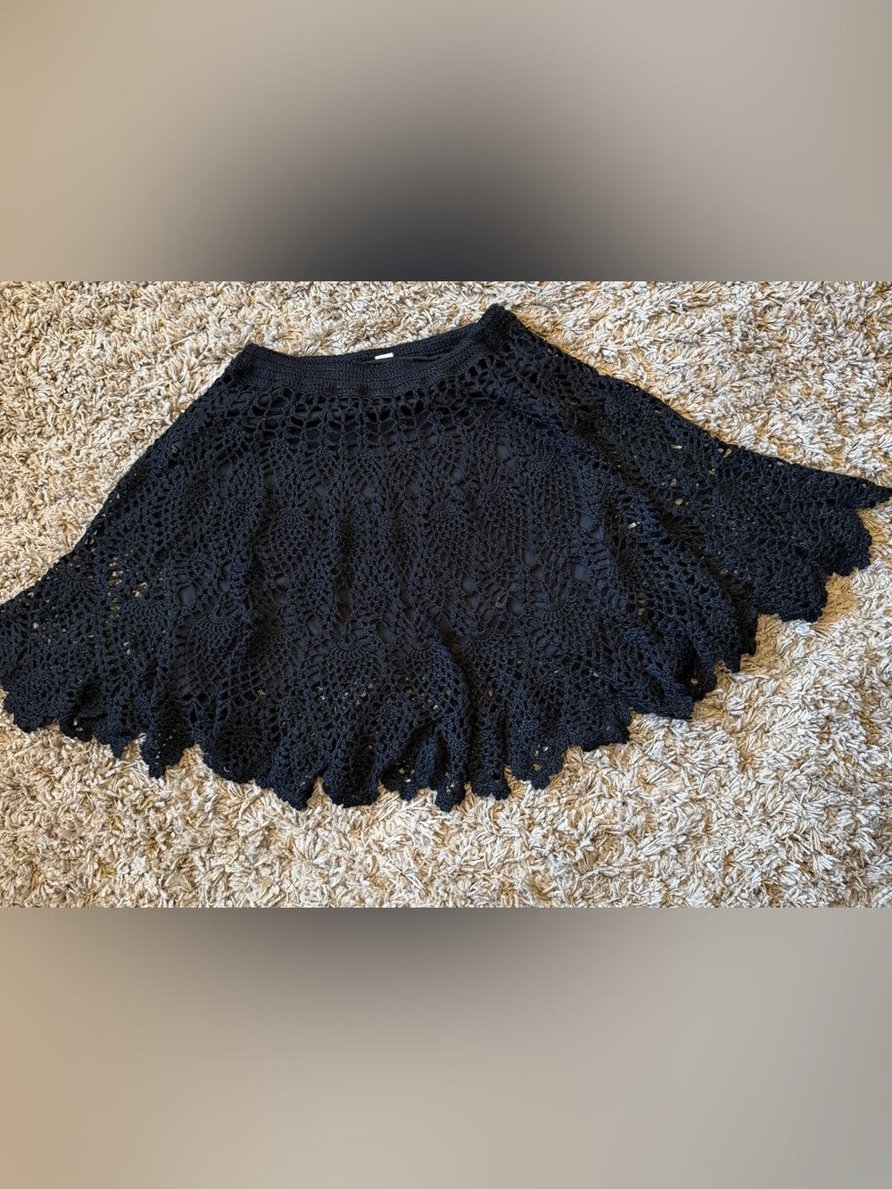 Cache Women's Black Crochet A-Line Skirt Lined Knee Length Solid Size L